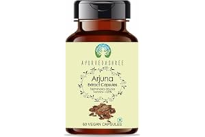 AYURVEDASHREE Arjuna Extract 500mg - 60 Vegetarian Capsules| |Terminalia Arjuna Tannis |All Natural | 100% Vegan | Gluten-Free