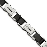 The Black Bow Men's 12mm Stainless Steel and Black Diamond Bracelet - 8.5 Inch