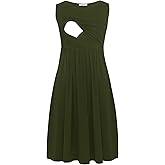 Smallshow Women's Sleeveless Nursing Dresses Patchwork Maternity Breastfeeding Dress