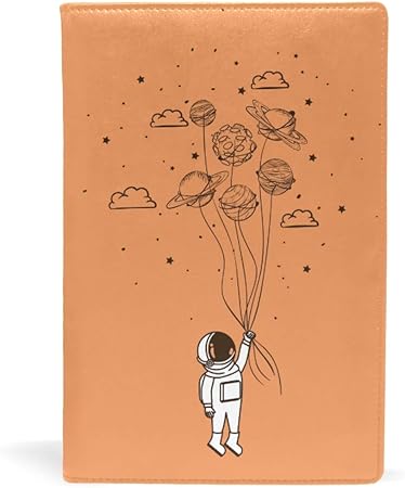 Amazon Soresore ソレソレ ブックカバー A5 宇宙 宇宙員 オレンジ色 おもしろ かわいい 皮革 レザー 文庫本 ノートカバー メモ 手帳カバー 革 A5 かわいい おしゃれ ブックカバー 文房具 オフィス用品