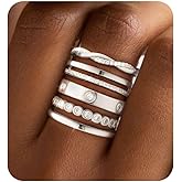 RLMOON Stackable Silver Rings for Women Non Tarnish Dainty Stacking Thumb Rings Cubic Zirconia Eternity Wedding Band Rings Silver Jewelry Size 9