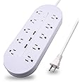 Surge Protector Power Strip with 10 Outlets 3 USB Ports & 1.7in Spacing | 6.5ft 2 Prong to 3 Prong Outlet Adapter for Home Theater/Office|Multi-Device Charging Station for Gamers & Smart Home Users