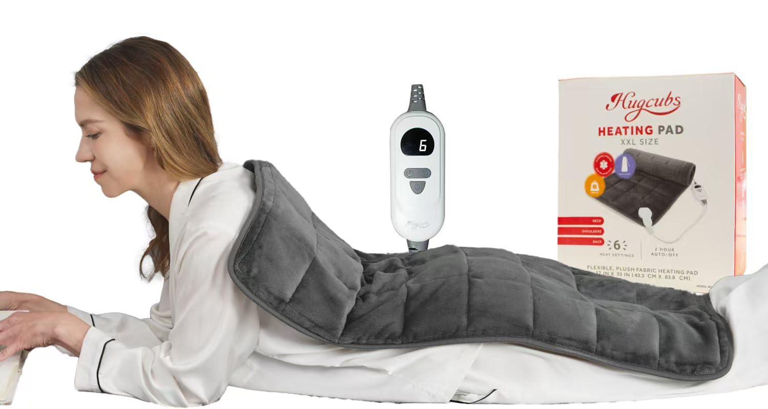 Photo 1 of Hugcubs Weighted Heating pad XL 17''x33'' Heat pad for Period Cramps Heating Pads Large Heated pad for Back Pain Relief Products Electric Heat Pads Heated Pad for Bed Christmas Gifts for Mom Dad