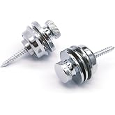 harpfeas 2PCS Big Flated Head Guitar Bass Security Strap Locks Systems Buttons for Fender Strat Tele Electric Acoustic Guitar Bass Parts (Chrome)