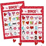 Unomor Valentine's Day Bingo Games for Kids - Bingo Cards with 24 Players for Valentine Party Games, Valentine Crafts School Classroom Activities, Party Favors Supplies