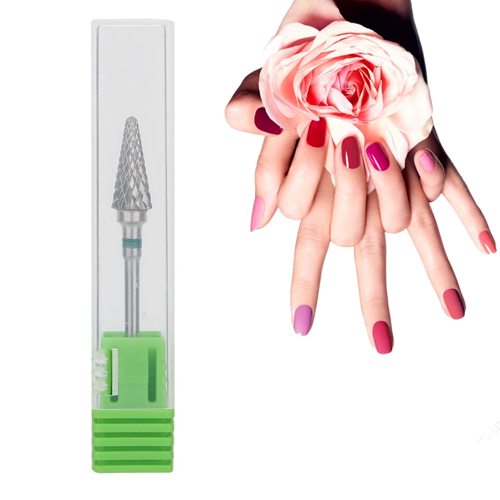 Nail Drill Bit, Tungsten Steel Nail Art Manicure Drill Bits, Electric Nail Drill Cuticle Cleaning Bit for Home Salon Acrylic Gel Nail Manicure Pedicure Tools, Nail Art Replacement Head (Green)