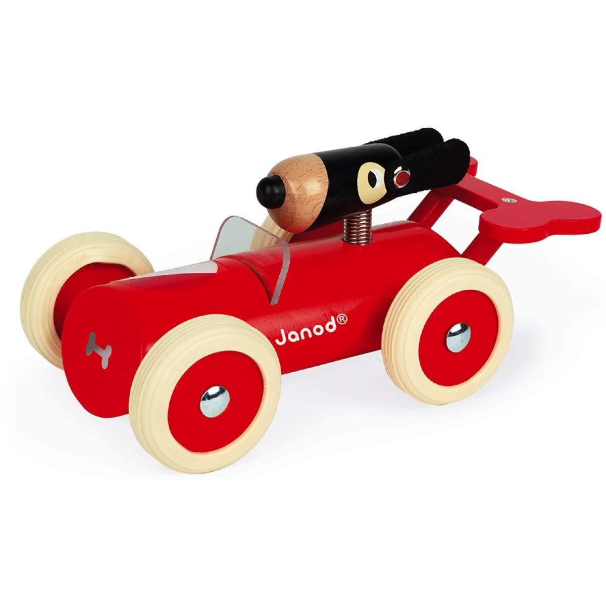 Janod - Spirit - Wooden Car Toy - Marco - Rubber wheels and Glossy Paint, J04500