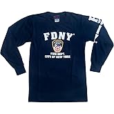 Artisan Owl New York Fire Department Style Cotton Long Sleeve Shirt, NavyBlue