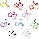 guduling 10 Pcs Star Keychain Clasp,Acrylic Star Keychain,Colorful Bell Five Pointed Stars Candy Color Clasp Clip Charm,Cute Stars Bag Charm Car Keys Backpack Keychains Decoration