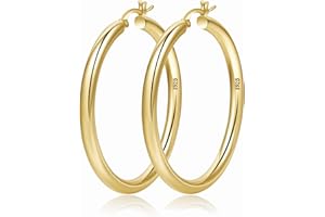 OOOPEL 4mm Thick Gold Chunky Earrings Steling Silver Post Hoops Earrings For Women Hollow Tube Hoops Earrings Thick Gold Hoop Earrings Hypoallergenic Lightweight Gold Hoop Large Earrings 20/30/40/50/60MM