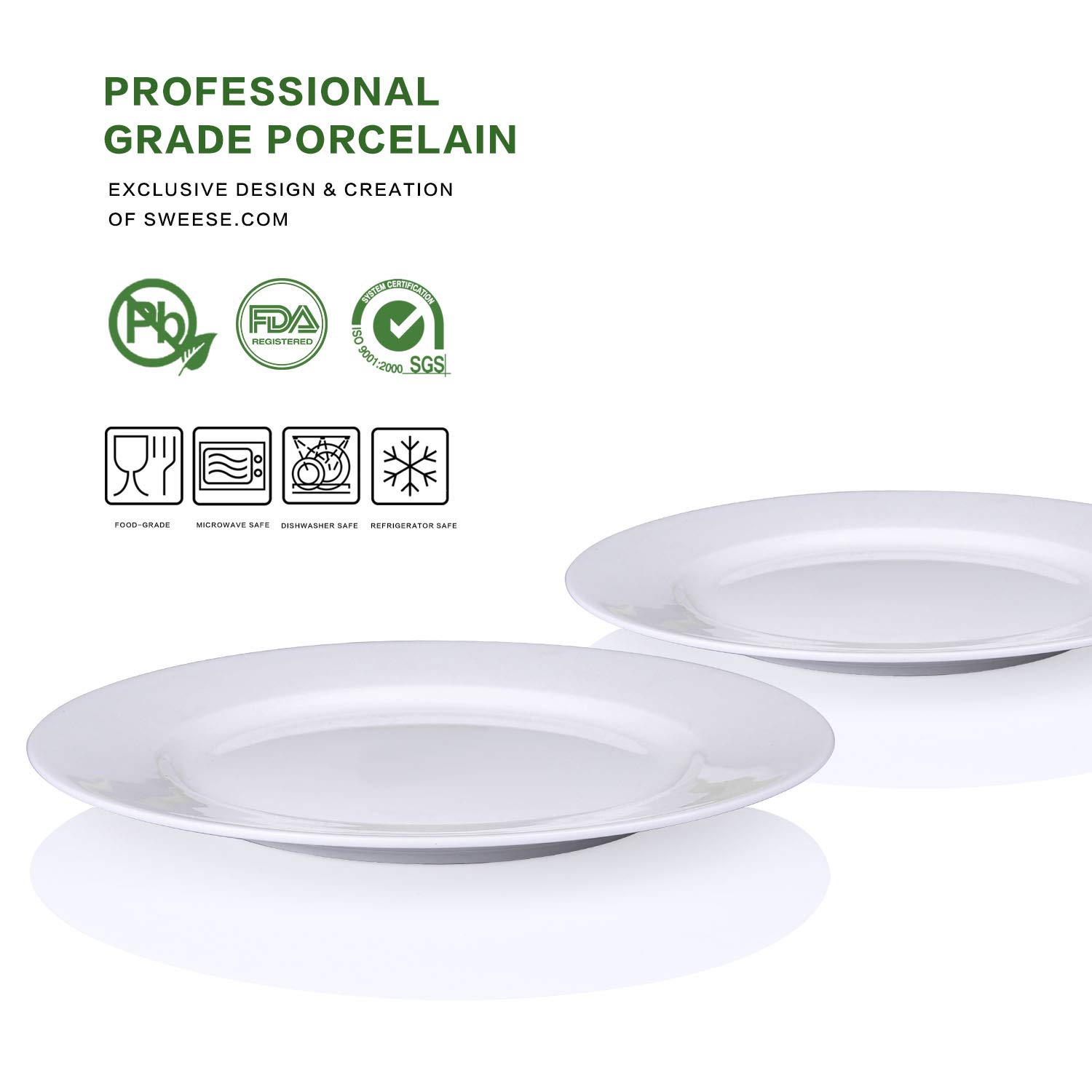 Alt-Gt 7.5 inch Porcelain Dinner Plates Set of 6,Breakfast Lunch Dinner Plates for Bread,Pasta,Dessert,Salad,Sandwiches,White