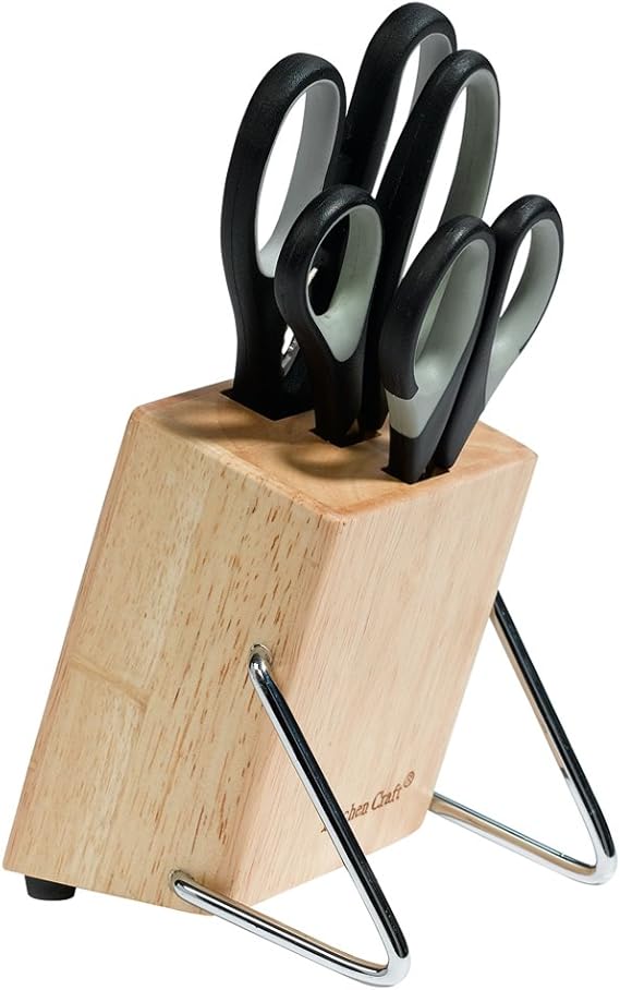 Kitchen Craft Three Piece Scissor Set and Block with Stand Amazon.co
