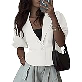 Cicy Bell Womens Puff Short Sleeve Blazers Business Casual Button Down Lightweight Suit Jackets