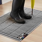 GORILLA GRIP Dirt Grabber Front Door Mat, 47x35 Heavy Duty Welcome Mats for Indoor or Outdoor Entryway, Outside Entrance Rug, Mesh Weave Low-Profile Doormat, Stain and Fade Resistant Home Décor, Grey