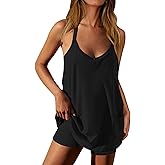 Ekouaer Womens Two Piece Lounge Sets Cami Short Set Soft V Neck Athletic Clothes Summer Matching Outfits Black,Medium