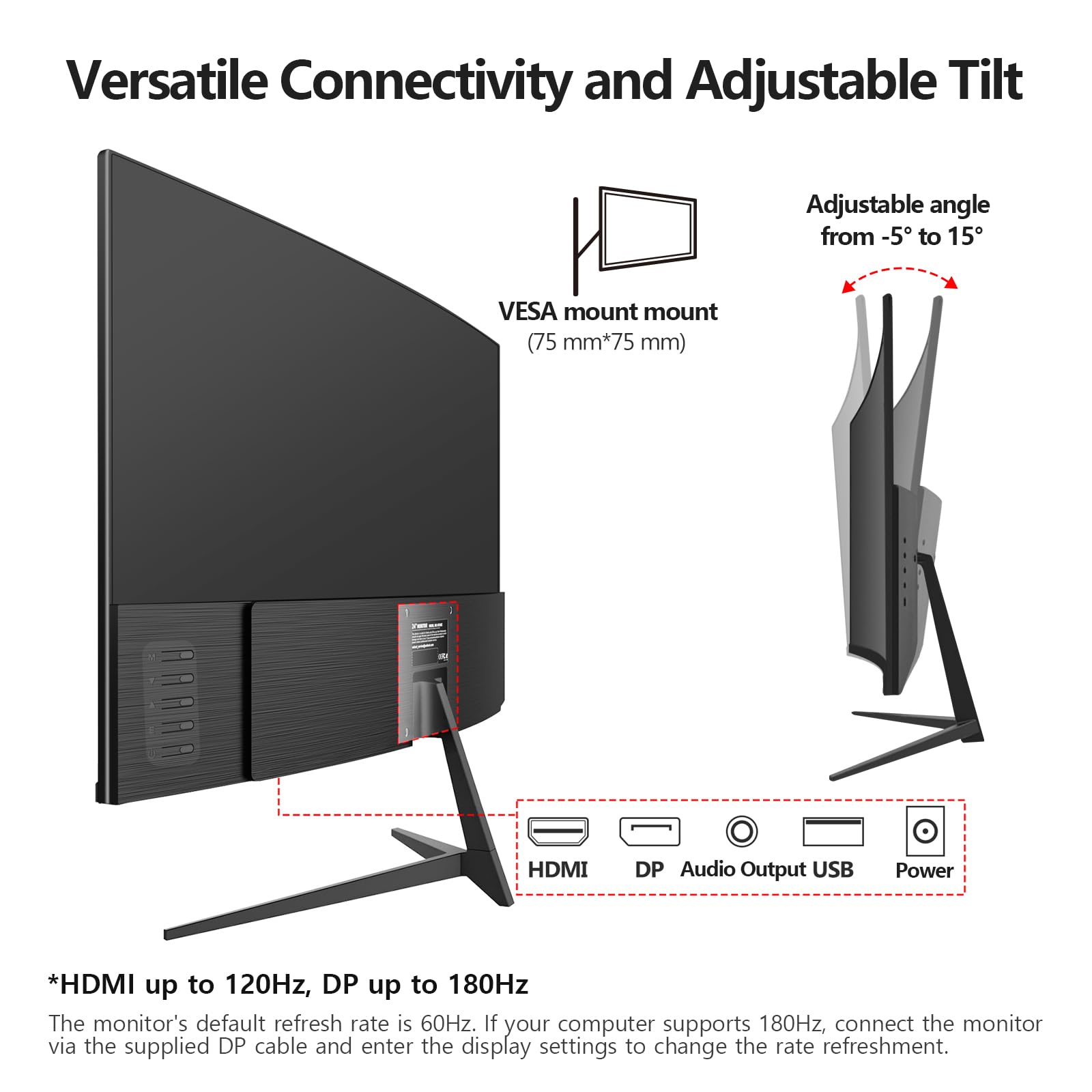 Mua Gawfolk 24 Inch Curved PC Gaming Monitors 180hz, FHD 1080p 1ms ...