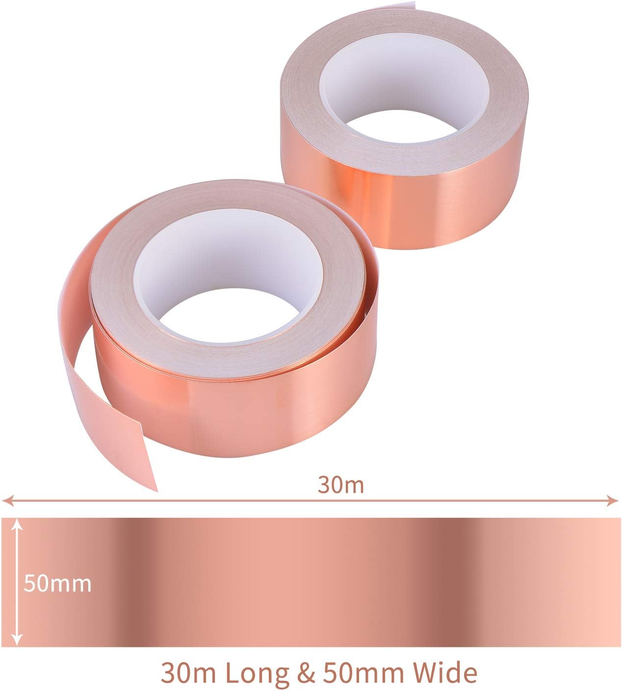 Zalava Copper Foil Tape - 50mm × 30M Slug Tape, Strong Adhesive, for Slug Repellent Crafts Decorations, Electrical Repairs - Image 5