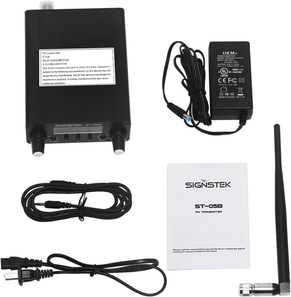 Signstek ST-05B FM Transmitter for Church, Dual Mode Long Range Stereo Broadcast with Antenna, Black: MP3 Players & Accessories