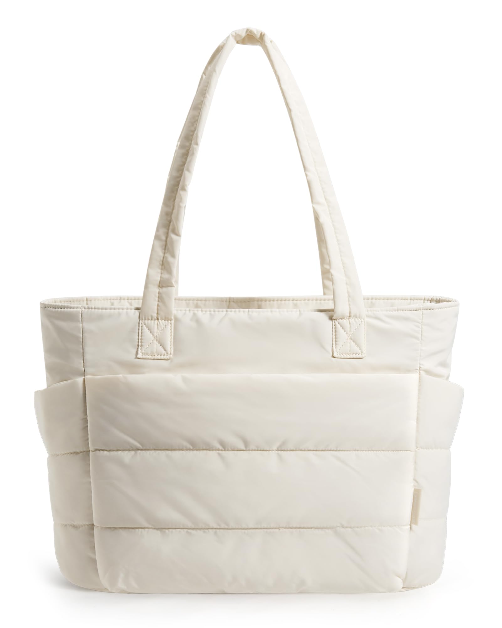 Photo 1 of BAGSMART Tote Bag for Women, Lightweight Puffy Tote Bag with Compartments Shoulder Bag Handbag Quilted Shoulder Bag Handbag for Travel, Work, Beach, Gym, Shop(Beige)