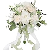 Floinla Ivory & Sage Wedding Bouquets for Bride Bridesmaids, Bridal Bouquet for Wedding Silk Artificial Flowers