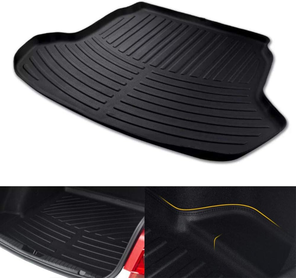 Car Black Leather Car Boot Pad Liner Cargo Mat Tray Trunk Floor Protector Mat Compatible for Toyota Prado 5 Seater 2010-2018