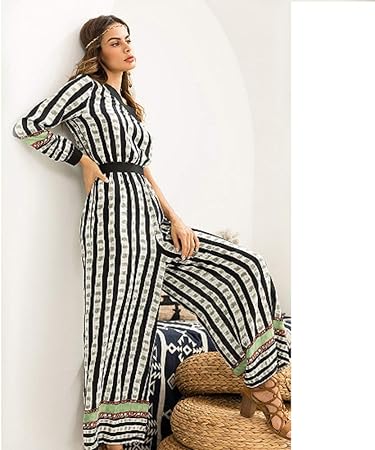 long sleeve striped jumpsuit