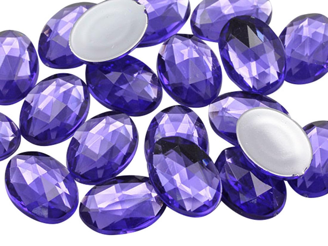 Allstarco 14x10mm Purple Violet .VT Flat Back Oval Acrylic Rhinestones Tiny Face Gems Body Jewels Card Making Embelishments - 45 Pieces โ image 1
