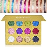 Spdoo 12 Colors Glitter Powder Makeup Palette Professional - Long Lasting&Shimmer Eyeshadow Palette Mineral Pressed Glitter