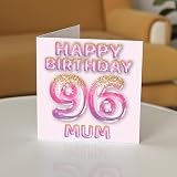 Stuff4 96th Birthday Card Mum Pink Purple Glitter Balloons 145mm view 3