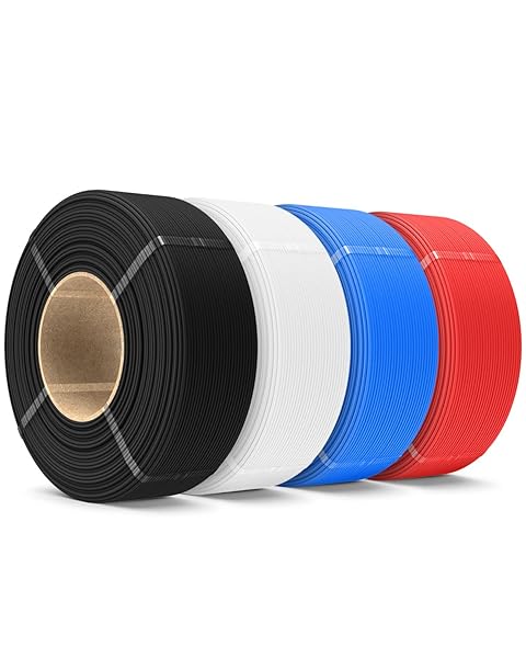 SUNLU 4KG PLA FILAMENT REFILL 1.75MM, 1000G PLA MATTE FILAMENT BUNDLE 4 PACKS, 3D PRINTER FILAMENT REFILL FOR REUSABLE SPOOLS, FIT FOR MOST BRAND SPOOL. 1KG/ROLL, BLACK+WHITE+RED+KLEIN BLUE