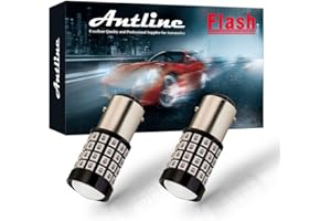 Antline 1157 LED Bulb Flash Strobe Red (2 Pack), 9-30V Super Bright 1600 Lumens 2057 2357 7528 52-SMD LED with Projector for Replacement, Flashing Strobe Brake Tail Stop Light Bulbs