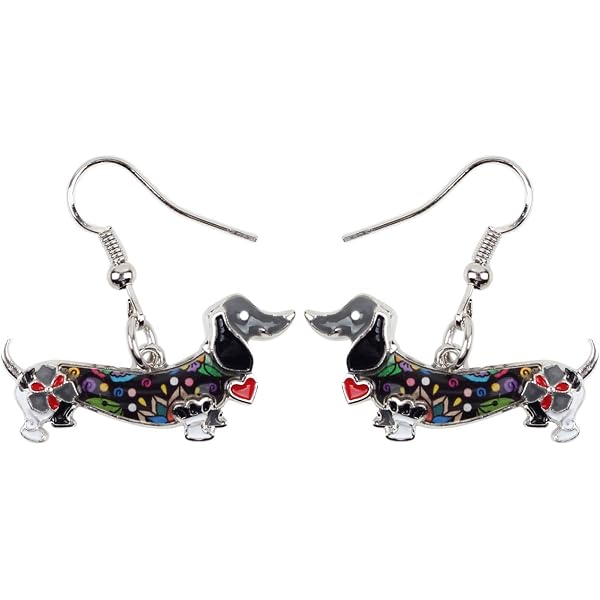 Cute Dachshund Dangle Earrings - Boho Acrylic Wiener Dog Earrings For Dog Lovers, Colorful Pet Jewelry