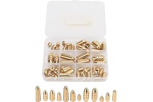46pcs Fishing Brass Sinkers Weights Kit, Super Shock Water Flow, Smooth Surface, Storage Box Included, for Freshwater Saltwat