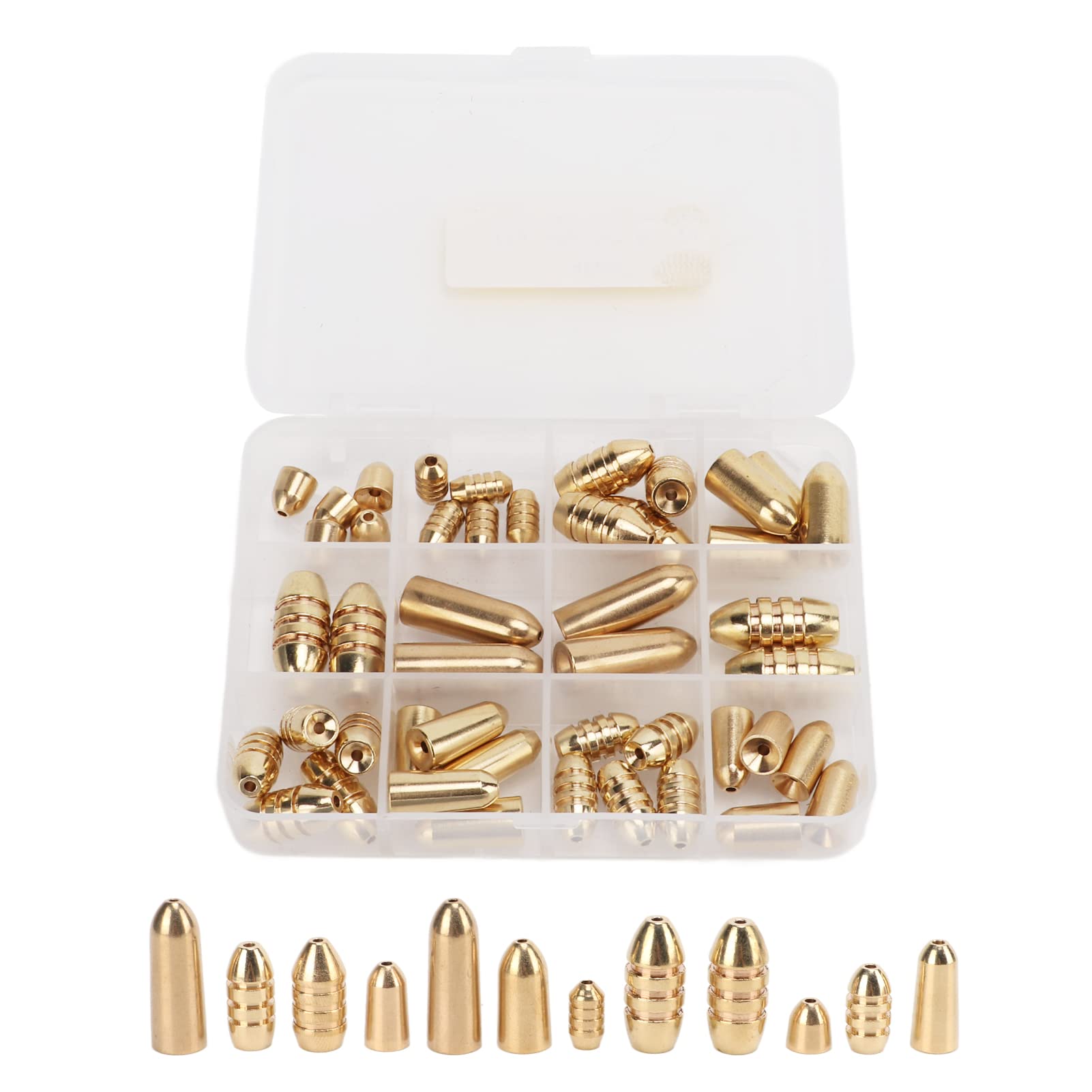 SUNGOOYUE 46pcs Brass Fishing Brass Sinkers Kit, Fishing Lure Weights Kit Tackle Sinkers with Box for Freshwater Saltwater Bass Fishing