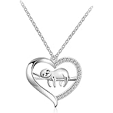 Sloth Necklace Heart Cute Animal Slider Sloths Stuffed Jewelry Engraved Keep me in your heart Gift for Animal Lovers Women