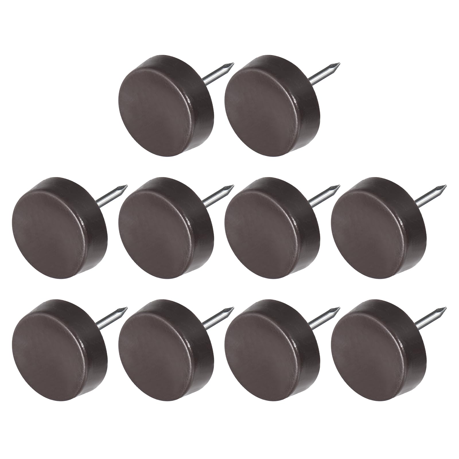 METALLIXITY Furniture Feet Nail (14mm/0.55in) 60Pcs, Plastic Round Chair Glides Sliders - for Chairs Sofa Furniture Sliders Protector Pad, Brown