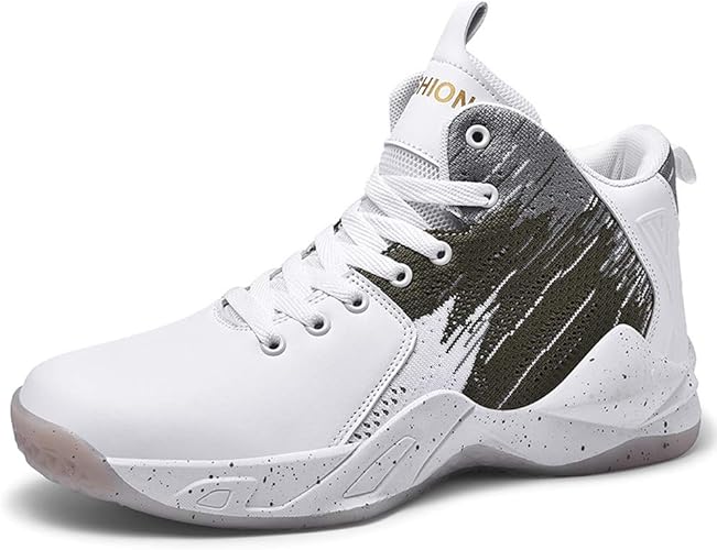 Amazon Lefus バスケット シューズ バッシュ ハイカット スポーツシューズ メンズ スニーカー 通気 バスケ靴 日常着用 24 5cm ホワイト グレー バスケットボール