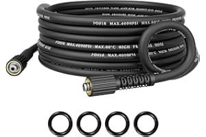 POHIR Pressure Washer Hose 25ft, 4000PSI Kink Resistant Power Washer Replacement Hose 1/4 Inch with M22 14MM Swivel, Lightweight Pressure Washer Extension Hose