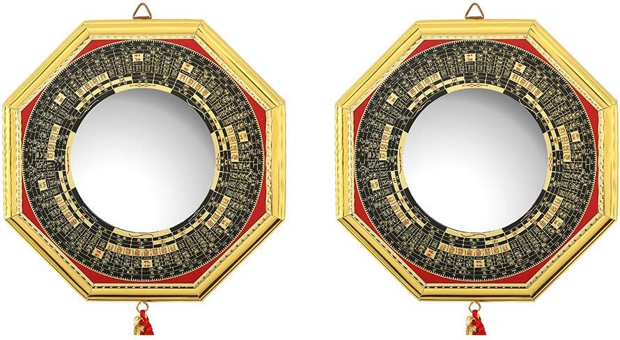 MMJJQWE FengShui Bagua Mirror Set，One Concave Mirror for Protection Against Passive Negative Energy + One Convex Mirror for Protection Against Active Harmful Energy