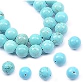 AD Beads Natural Gemstone Round Loose Beads 15" for Bracelet Necklace Earrings Jwelery Making Crafts DIY (6mm, Blue Turquoise)