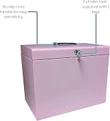 Cathedral A4 Steel File Box with 5 Suspension Files Pastel Pink UK Made view 4