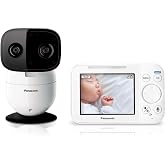 Panasonic Baby Monitor with Camera and Audio, 3.5&rdquo; Color Video, Extra Long Range, Secure Connection, 2-Way Talk, Soothing Sounds, Remote Pan, Tilt, Zoom - 1 Camera - KX-HN4101W (White)