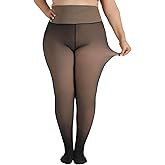 DancMolly Plus Size Fleece Lined Tights Women Skin Color Thermal Winter High Waist Leggings with Fuzzy Lining