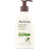 Aveeno Positively Radiant Brightening Facial Cleanser for Sensitive Skin, Targets Dull Skin, Moisture Rich Soy Extract, Non-Comedogenic, Oil- & Soap-Free, Hypoallergenic, 11 Fl. Oz