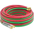 RX WELD Oxy Acetylene Hose, Torch Hose 1/4-Inch × 25 Feet with 9/16"-18 B Fittings, Torch Hose, Grade R