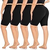 MOREFEEL 4 Pack Plus Size Biker Shorts for Women XL-4XL – 8" High Waisted Non-See Through Workout Super Soft Yoga Shorts