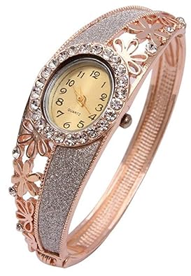 Shining Diva Fashion 18k Rose Gold Bangle Watch Bracelet for Girls and Women