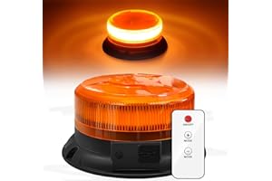 AnTom Remote Control Wireless Strobe Lights, Waterproof Rechargeable LED Battery Powered Beacon Light with Strong Magnetic Base, Vehicle Emergency Flashing Warning, Amber