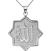 Middle Eastern Jewelry Solid Sterling Silver Islamic Allah Star Charm Pendant Necklace