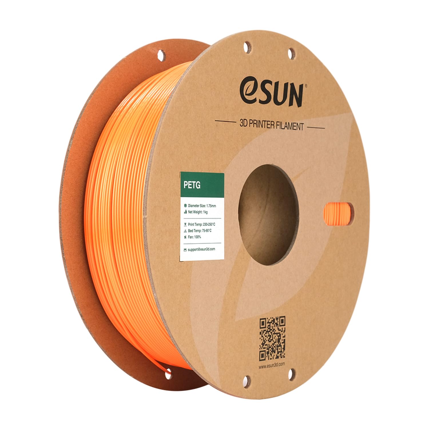 eSUN PETG Filament 1.75mm, 3D Printer Filament PETG, Dimensional Accuracy +/- 0.05mm, 1KG Spool (2.2 LBS) 3D Printing Filament for 3D Printers, Solid Orange